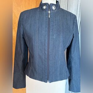 French Women's Denim Jacket with printed lining & grommets